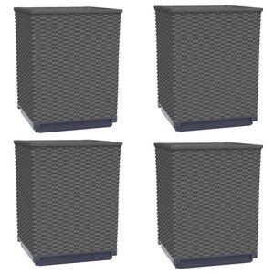 Ensemble de 4 pots et jardinières décoratifs élégants en polypropylène noir de taille moyenne - Product Image 2