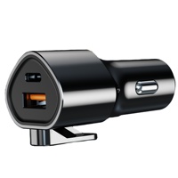 Chargeur de voiture SUNDA 51W PD en alliage d'aluminium, USB-C multi-ports, coupe-ceinture de sécurité, adaptateur de chargeur de voiture, Cargador Para Carro pour iPhone