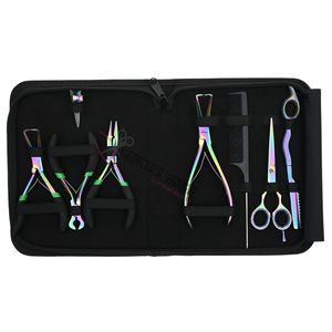 Kit de pinces pour extensions capillaires Salon Rainbow Microlink avec pince de fixation et d'ouverture de perles, coupe-keratine et peigne de précision - Product Image 1