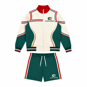 Custom Logo Men's <b>Retro</b> Racing <b>Tracksuit</b> Vintage Track Jacket and Shorts Set 2 Piece Streetwear Colorblock - Product Image 1