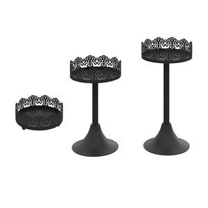 3 Piece Black Aluminium Dessert Tray Set Multipurpose Cupcake & <b>Cookie</b> Display Stand Elegant Photo Props for Weddings - Product Image 6