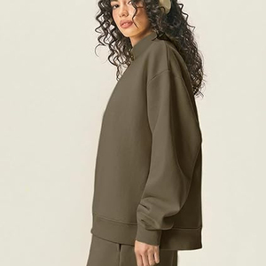 Sweat-shirt à col roulé personnalisé pour femme, doublure en molleton de coton respirant, sweat-shirt d'hiver unisexe, streetwear décontracté, impression OEM - Product Image 2