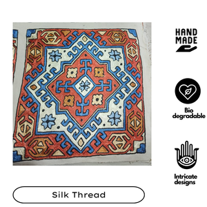 Handmade Silk Thread Embroidered Cushion <b>Cover</b> Square Geometric Bohemian Design Home Decor Intricate Pattern Zip Closure - Product Image 2