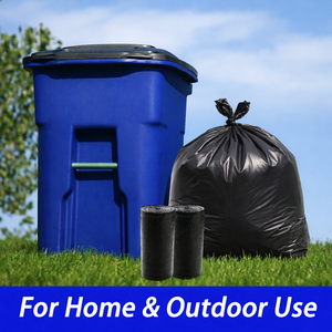 TH GB-032 55-65 Gallon Heavy Duty Black HDPE Trash <b>Bags</b> with Heat <b>Seal</b> for Commercial & Household Outdoor Use - Product Image 6