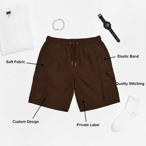 Shorts cargo en coton respirant et écologique, style personnalisé de créateur haut de gamme, avec cordon de serrage, service OEM, grandes tailles, mode - Product Image 5