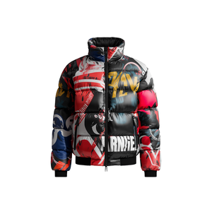 Men's Waterproof Hooded Minimal Graphic Streetwear Puffer Jacket - Product Image 3