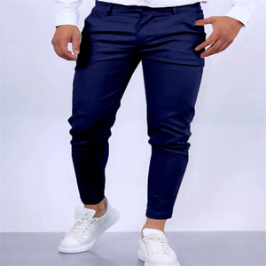 Pantalones de Hombre Color Borgoña, Corte Recto, Cintura Media, Antiarrugas, Estilo Casual Elegante con Bolsillos Laterales - Product Image 5
