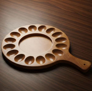 Plateau de service pour œufs farcis en bois massif, accessoires décoratifs pour la table - Product Image 6