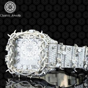 Reloj Charm Jewells de acero inoxidable para hombre, caja de 40 mm, detalles de diamantes, analógico, de lujo, a la moda, movimiento mecánico, fecha automática - Product Image 3
