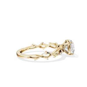 Anillo de compromiso de diamantes talla radiante para mujer, oro de 14k, engaste de púas, estilo floral - Product Image 4