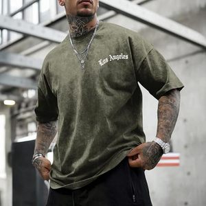 T-shirts graphiques amples pour hommes, style vintage Los Angeles, streetwear, coupe oversize, délavé à l'acide, hauts décontractés - Product Image 2