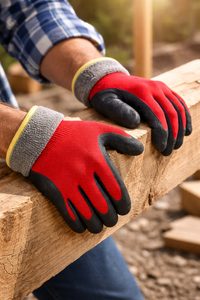 <b>Red</b> Black Nitrile Coated Work <b>Gloves</b> with Knit Wrist Grip for Industrial Handling Construction Assembly B2B Supply - Product Image 2