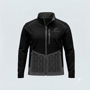 Ostriya Intl Knitted Weaving Method Breathable Waterproof Hooded <b>Men's</b> Softshell <b>Jacket</b> Stand Collar Customized Color Logo OEM - Product Image 3