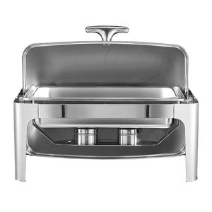Chauffe-plat rectangulaire en acier inoxydable de 9 litres avec couvercle roulant et contrôle automatique de la température - Product Image 3