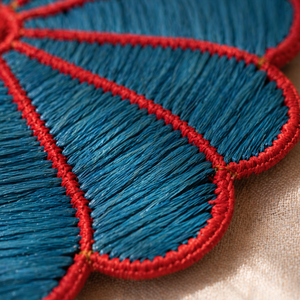 Premium Quality Handwoven Raffia Frame Dori <b>Table</b> <b>Mat</b> 38 cm for Home Hotel Restaurant Use Available for Export Price from India - Product Image 3