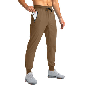 Custom Men's <b>Trousers</b> Solid Pattern Breathable Polyester/Cotton High Waist Regular Fit Casual Fitness Gym <b>Split</b> Hem Men's Pants - Product Image 1