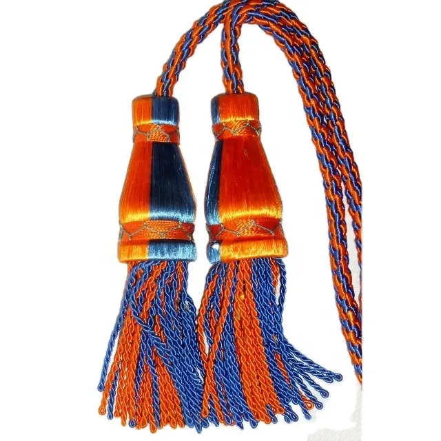 Cordón de bandera de seda, borlas OEM, Bugle, colores y tamaños personalizados, venta al por mayor