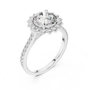 Anillo de compromiso y boda de plata de ley 925 con doble halo de moissanita de corte brillante de 1.5 ct, joyería fina GRA - Product Image 5