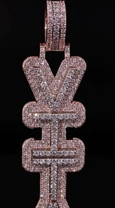 Pendentif VITAL en or rose style hip-hop avec micro-pavé de zircon cubique, breloque cœur en argent 925 + moissanite - Product Image 4