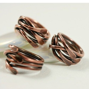 Handcrafted Pure Copper <b>Wire</b> Ring Minimalist Geometric Design Adjustable Finger Jewelry <b>for</b> Sale - Product Image 2