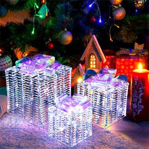 3 scatole regalo natalizie luminose con fiocchi per decorazioni festive - Product Image 1