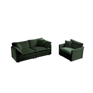 Set Divano a 2 Posti e Poltrona Decorativa, 2 Pezzi, in Ciniglia Imbottita per Soggiorno, Set di Sedie Confortevoli - Product Image 3