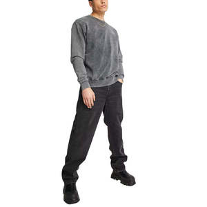 Acid Wash Vintage Full Sleeve T Shirt Men Streetwear Oversized Tee OEM Manufacturer - Product Image 4