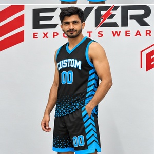 Conjunto de Uniforme de Baloncesto Personalizado para Hombre, Jersey y Pantalones Cortos Negros con Diseño Geométrico Cian, Nombre y Número del Equipo, Nuevo Diseño, Servicio OEM, Ropa de Equipo - Product Image 4