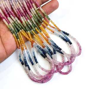 Perles facettées rondes en saphir multicolores 3-3,5 mm, pierres précieuses saphir arc-en-ciel, 16 pouces, pour la fabrication de bijoux en gros - Product Image 3