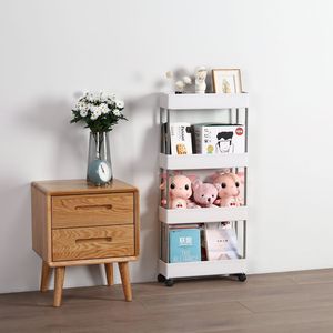 Carrello portaoggetti a 4 ripiani sottile, mobile, scorrevole, per cucina e bagno, rettangolare - Product Image 6