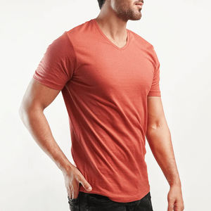 T-shirt pour homme de haute qualité 100% coton, col en V, t-shirts unis 100% coton, nouvelle mode, dernier design, coupe ajustée, t-shirts unis - Product Image 4