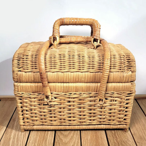 Maleta de ratán natural estilo retro, cesta de almacenamiento, estuche de gran calidad, maletas artesanales. - Product Image 2