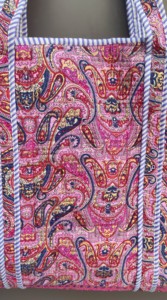 Sac fourre-tout bohème en coton pour femme, motif cachemire, poignées rayées, chaînes, fermeture éclair, sac de plage et de shopping - Product Image 5