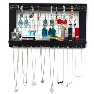 Barra de Joyería Desmontable con 16 Ganchos, Soporte de Pared para Organizar Aretes, Collares y Lencería - Product Image 1