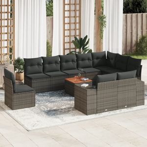 Gray Rattan <b>Garden</b> <b>Sofa</b> Set 6 Seater Outdoor Furniture Weather Resistant Contemporary Design - Product Image 3
