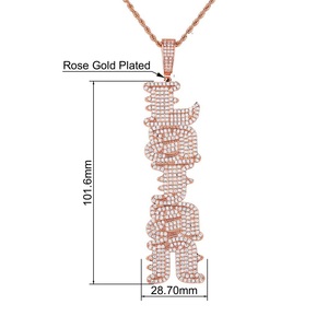 Collar con Colgante de Nombre en Plata 925 con Incrustaciones de Diamantes Cultivados en Laboratorio, Acabado en Oro Rosa, Joyería Hip Hop para Hombres y Mujeres - Product Image 6