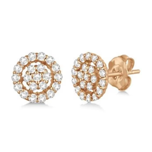 0.70CT Real Diamond Cluster <b>Earrings</b> | 14K Rose Gold Round Floral Design <b>Studs</b> Luxury <b>Fine</b> Jewelry Elegant Daily Wear Gift - Product Image 3