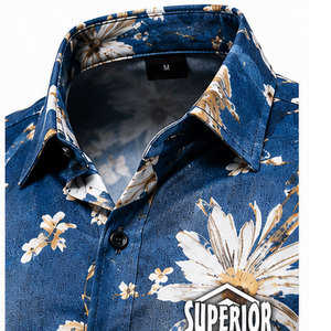 Chemise décontractée pour homme à imprimé graphique, en mélange de coton respirant, à manches longues et au style tendance pour tous les jours - Product Image 3