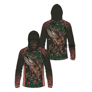 Fishing Hooded Shirts Bulk Order <b>Lightweight</b> Breathable Waterproof Printed Sun <b>Hoodie</b> Long Sleeve UPF 50+ Quick Dry for Anglers - Product Image 2