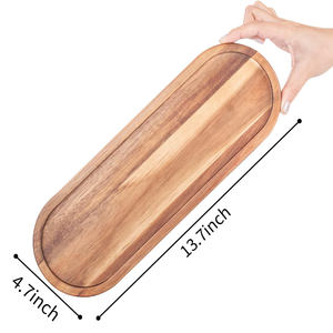 Juego de 2 bandejas ovaladas de madera de Acacia de granja rústica, respetuosas con el medio ambiente, duraderas, hechas a mano, organizador de almacenamiento de cocina, platos, botellas de Perfume - Product Image 3
