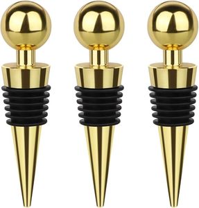 Bouchons de bouteille de vin en métal doré avec joint en caoutchouc et design à bille, option de logo personnalisé pour Noël - Product Image 1