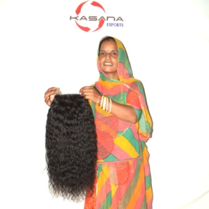 Perruque 5x5 avec closure en cheveux humains indiens 100% naturels, lisses, Remy, noir naturel, double épaisseur, dentelle, 350g, à clipser/tisser, pointes pleines - Product Image 2