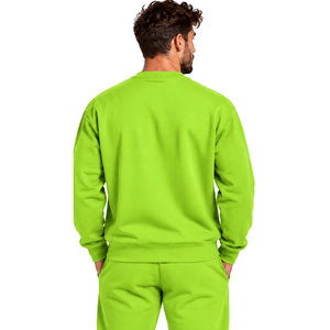 Sweat-shirt vert lime pour homme, col rond, manches longues, pull décontracté en polaire, logo personnalisé, streetwear, vêtements de sport d'hiver, vente en gros - Product Image 2