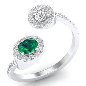 Anillo de Compromiso Minimalista REYES de Oro Sólido de 14K con Moissanita, Corte Redondo de Lujo, Gema Esmeralda de 0.35 Quilates, Anillos Ajustables - Product Image 2