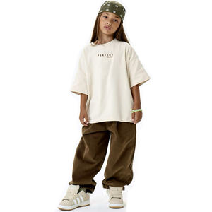 Ensembles de vêtements pour filles, t-shirts de haute qualité, été, 100% coton jersey, couleurs unies, ensembles 2 pièces (t-shirt et pantalon), logo personnalisé - Product Image 5