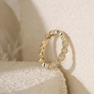 Vintage 2mm round cut and 4*2mm marquise <b>ring</b> Wedding Band IGI certified diamond anniversary <b>ring</b> - Product Image 3