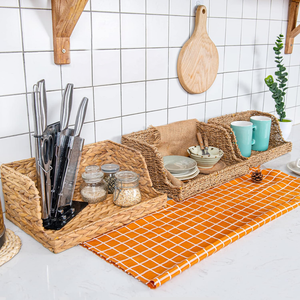 Two-Tier Woven Water Hyacinth <b>Storage</b> <b>Basket</b> <b>Large</b> Open Front Vegetable Fruit <b>Basket</b> Kitchen Counter Organizer OEM ODM - Product Image 4