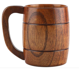 Natural Handmade Wooden Beer <b>Mugs</b> for Drinking Tea Wine Beer Wood Cup with Handle <b>Reusable</b> Coffee Cup - Product Image 2