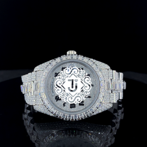 Reloj de Lujo con Diamantes Moissanite Blancos, Correa de Acero Inoxidable, Movimiento Mecánico ETA, Unisex, Estilo Hip Hop, Muy Solicitado - Product Image 1