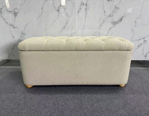 Banco de almacenamiento otomano de tela tapizada beige moderno para dormitorio, hotel o apartamento para uso hospitalario - Product Image 2